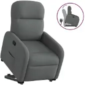 vidaXL Poltrona relax con ausilio per l'alzata in tessuto grigio scuro