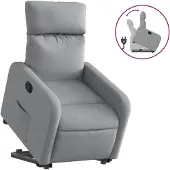 vidaXL Poltrona relax con ausilio per l'alzata in tessuto grigio chiaro
