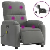 vidaXL Poltrona massaggiante elettrica in tessuto microfibra grigio scuro