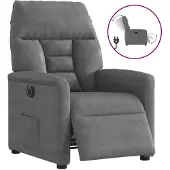 vidaXL Poltrona relax elettrica in tessuto microfibra grigio scuro