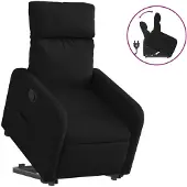 vidaXL Poltrona relax con ausilio per l'alzata in tessuto nero