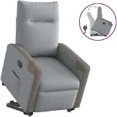 vidaXL Poltrona relax con ausilio per l'alzata in tessuto grigio chiaro