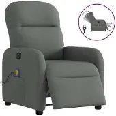 vidaXL Sedia da massaggio elettrica in tessuto grigio scuro