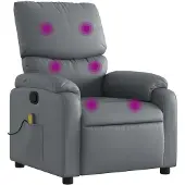 vidaXL Poltrona massaggiante Poltrona relax Poltrona relax in Pelle finta grigia