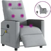 vidaXL Sedia da massaggio elettrica in tessuto grigio chiaro