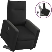 vidaXL Poltrona relax con ausilio per l'alzata in tessuto nero