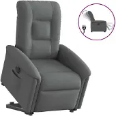 vidaXL Poltrona relax con supporto elettrico in tessuto grigio scuro