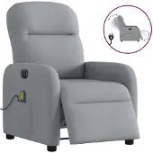 vidaXL Sedia da massaggio elettrica in tessuto grigio chiaro