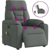 vidaXL Sedia da massaggio elettrica in tessuto grigio scuro