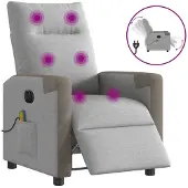 vidaXL Sedia da massaggio elettrica in tessuto grigio nuvola