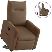 vidaXL Poltrona relax con ausilio per l'alzata in tessuto marrone