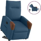 vidaXL Poltrona relax con ausilio per l'alzata in tessuto blu elettrico