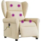 vidaXL Sedia da massaggio elettrica in tessuto crema
