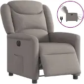 vidaXL Poltrona relax elettrica in tessuto tortora