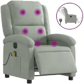 Sonstiges Poltrona Elettrica Massaggi Reclinabile Grigio Chiaro Velluto