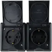 REV 0007091900 Presa a muro IP44 Nero (0007091900)