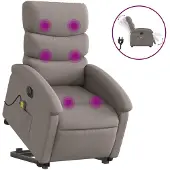 vidaXL Poltrona massaggiante elettrica con ausilio per la posizione eretta Tessuto Taupe