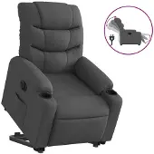vidaXL Poltrona relax con supporto elettrico in tessuto grigio scuro