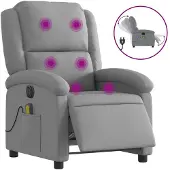 vidaXL Poltrona massaggiante elettrica in tessuto grigio chiaro