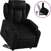 vidaXL Poltrona relax con supporto in piedi in Pelle finta nera