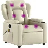 vidaXL Poltrona massaggiante con funzione relax, Pelle finta, crema