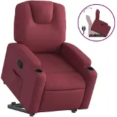 vidaXL Poltrona relax con ausilio per l'autosufficienza in tessuto rosso vino