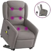 vidaXL Poltrona per massaggi con ausilio per la risalita Tessuto Taupe