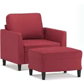 vidaXL Poltrona con sgabello rosso vino 60 cm in Pelle finta