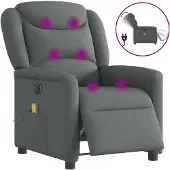 vidaXL Sedia da massaggio elettrica in tessuto grigio scuro