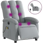 vidaXL Sedia da massaggio elettrica in tessuto grigio chiaro