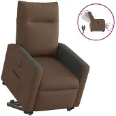 vidaXL Poltrona relax con ausilio per l'alzata in tessuto marrone elettrico