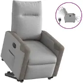 vidaXL Poltrona relax con supporto elettrico in tessuto grigio nuvola
