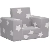 vidaXL Divano letto per bambini grigio chiaro stelle morbido peluche