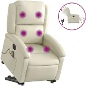 vidaXL Sedia per massaggi con ausilio elettrico in Pelle finta crema