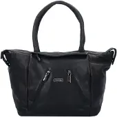 Greenland Nature Black Nappa Borsa shopper Vera Pelle 33 cm nero