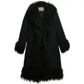 Superdry per donna. W5012136A Cappotto Afgano Lungo nero (M), Casual, Poliestere