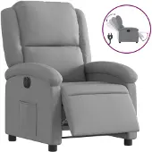 vidaXL Recliner elettrico in tessuto grigio chiaro