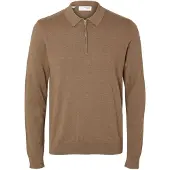 Selected Polo A Maniche Lunghe Uomini Marrone M