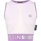 Plein sport Top cropped sportivo in jersey con spalle scoperte
