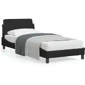 vidaXL Struttura letto con testiera "Dover" nera 90x200 cm in tessuto
