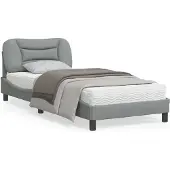 vidaXL Giroletto con testiera in tessuto grigio chiaro 90x190 cm