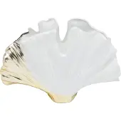 Kare Vaso Ginkgo Elegance, altezza 18 cm, gres, bianco, oro