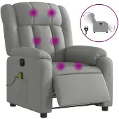 vidaXL Poltrona massaggiante elettrica in tessuto grigio chiaro