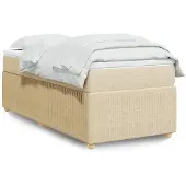 vidaXL Letto a molle con materasso crema 90x190 cm in tessuto