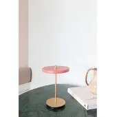 UMAGE Lampada LED da tavolo ricaricabile Asteria Move, rosa/ottone, 31 cm