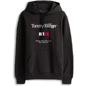 Tommy Hilfiger Tommy Embroidered Flag Hoodie Black Taglia: S | Maglioni a maglia Outlet | Uomo | Nero