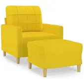 vidaXL Poltrona con sgabello giallo chiaro 60 cm in tessuto