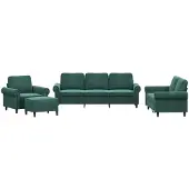 vidaXL Set di divani 4 pezzi con cuscini in velluto verde scuro