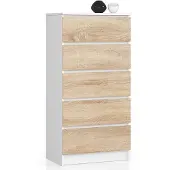 Akord Credenza 5 Cassetti Bianco/Rovere Sonoma 60X40X121 Cm