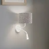 Duolla Applique Roller, bouclé grigio, bianco, con lampada da lettura